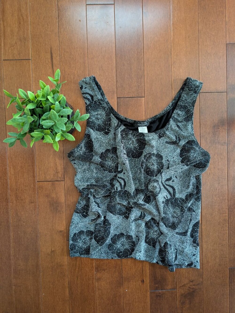 90s SPARKLY FLORAL VINTAGE TANK TOP